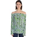 Black Lime Green Checkered Off Shoulder Long Sleeve Top View1