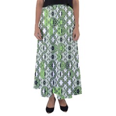 Black Lime Green Checkered Flared Maxi Skirt by SpinnyChairDesigns