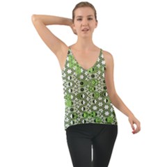 Black Lime Green Checkered Chiffon Cami by SpinnyChairDesigns