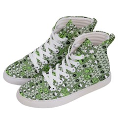 Black Lime Green Checkered Men s Hi-top Skate Sneakers by SpinnyChairDesigns