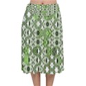 Black Lime Green Checkered Velvet Flared Midi Skirt View1