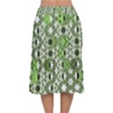 Black Lime Green Checkered Velvet Flared Midi Skirt View2