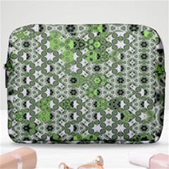 Black Lime Green Checkered Make Up Pouch (large) by SpinnyChairDesigns