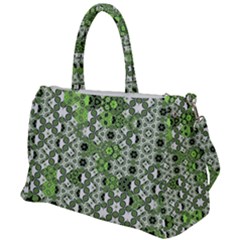 Black Lime Green Checkered Duffel Travel Bag by SpinnyChairDesigns