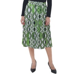 Black Lime Green Checkered Classic Velour Midi Skirt  by SpinnyChairDesigns