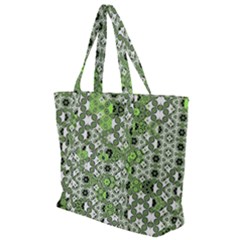 Black Lime Green Checkered Zip Up Canvas Bag by SpinnyChairDesigns