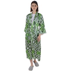 Black Lime Green Checkered Maxi Satin Kimono by SpinnyChairDesigns