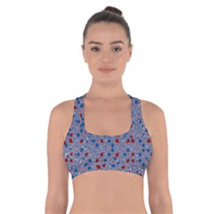 Abstract Checkered Pattern Cross Back Sports Bra by SpinnyChairDesigns