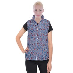 Abstract Checkered Pattern Women s Button Up Vest by SpinnyChairDesigns