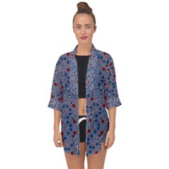 Abstract Checkered Pattern Open Front Chiffon Kimono by SpinnyChairDesigns