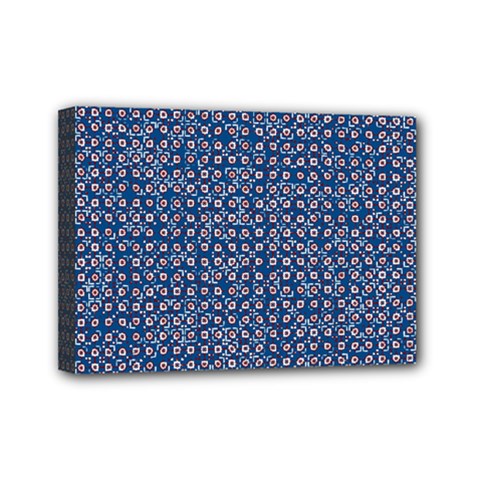 Artsy Blue Checkered Mini Canvas 7  X 5  (stretched) by SpinnyChairDesigns