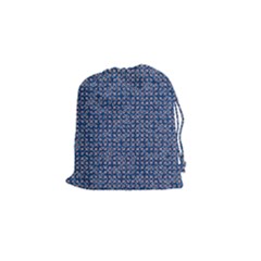 Artsy Blue Checkered Drawstring Pouch (small) by SpinnyChairDesigns