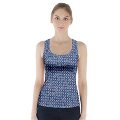 Artsy Blue Checkered Racer Back Sports Top by SpinnyChairDesigns