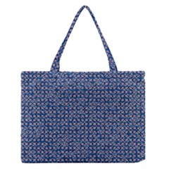 Artsy Blue Checkered Zipper Medium Tote Bag by SpinnyChairDesigns