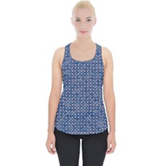 Artsy Blue Checkered Piece Up Tank Top by SpinnyChairDesigns