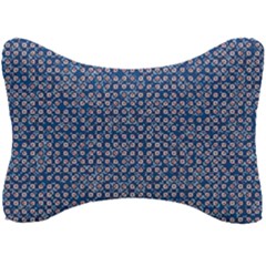 Artsy Blue Checkered Seat Head Rest Cushion by SpinnyChairDesigns