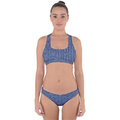 Artsy Blue Checkered Cross Back Hipster Bikini Set by SpinnyChairDesigns