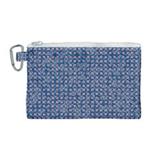 Artsy Blue Checkered Canvas Cosmetic Bag (medium) by SpinnyChairDesigns