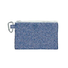 Artsy Blue Checkered Canvas Cosmetic Bag (small) by SpinnyChairDesigns