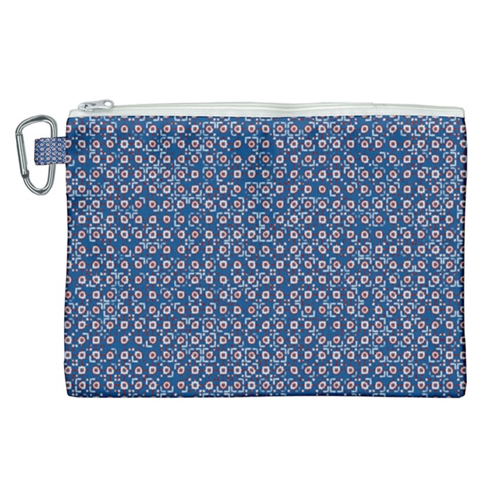 Artsy Blue Checkered Canvas Cosmetic Bag (XL)