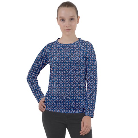 Artsy Blue Checkered Women s Long Sleeve Raglan Tee by SpinnyChairDesigns