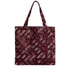 Abstract Red Black Checkered Zipper Grocery Tote Bag by SpinnyChairDesigns