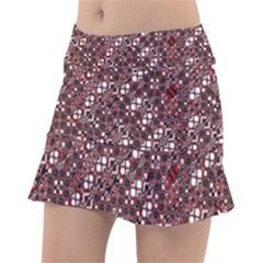 Abstract Red Black Checkered Tennis Skorts by SpinnyChairDesigns