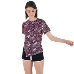 Abstract Red Black Checkered Asymmetrical Short Sleeve Sports Tee