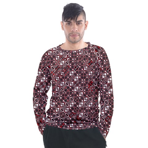 Abstract Red Black Checkered Men s Long Sleeve Raglan Tee by SpinnyChairDesigns