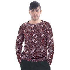 Abstract Red Black Checkered Men s Long Sleeve Raglan Tee