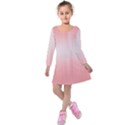 Fresh Pink Ombre Kids  Long Sleeve Velvet Dress View1