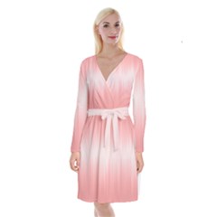 Fresh Pink Ombre Long Sleeve Velvet Front Wrap Dress by SpinnyChairDesigns