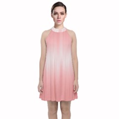 Fresh Pink Ombre Velvet Halter Neckline Dress  by SpinnyChairDesigns