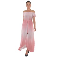 Fresh Pink Ombre Off Shoulder Open Front Chiffon Dress by SpinnyChairDesigns