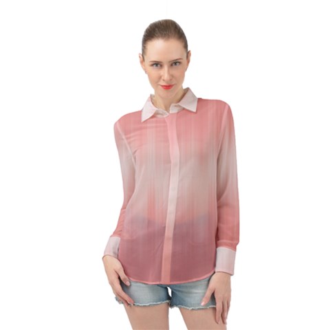 Fresh Pink Ombre Long Sleeve Chiffon Shirt by SpinnyChairDesigns