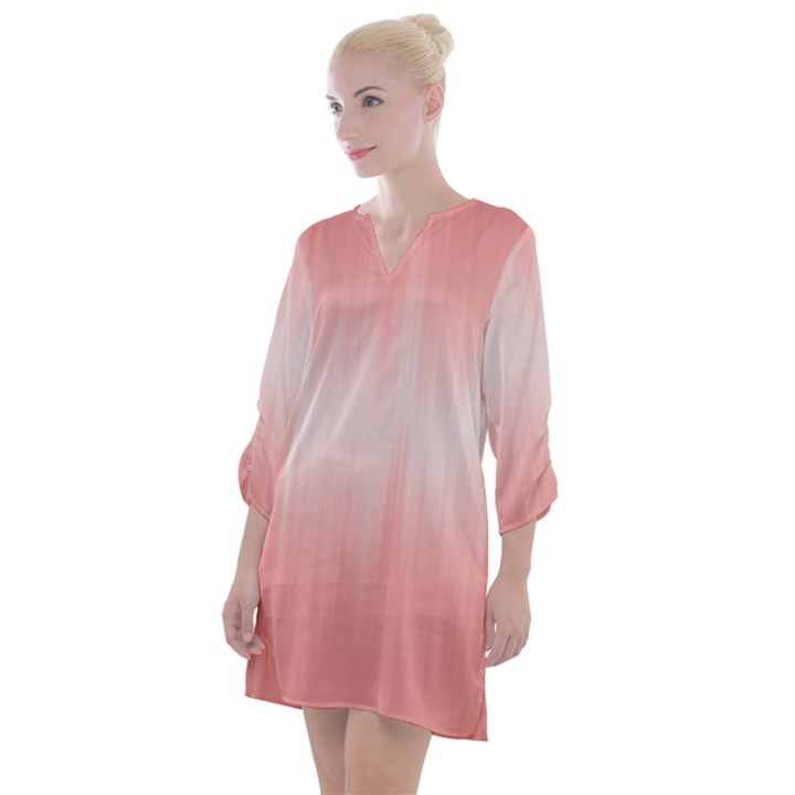 Fresh Pink Ombre Open Neck Shift Dress