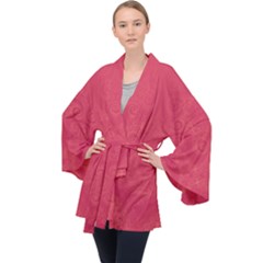 Blush Pink Octopus Swirls Long Sleeve Velvet Kimono 