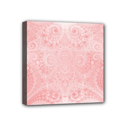 Pretty Pink Spirals Mini Canvas 4  X 4  (stretched) by SpinnyChairDesigns