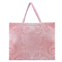 Pretty Pink Spirals Zipper Large Tote Bag by SpinnyChairDesigns