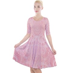 Pretty Pink Spirals Quarter Sleeve A-line Dress by SpinnyChairDesigns