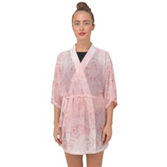 Pretty Pink Spirals Half Sleeve Chiffon Kimono by SpinnyChairDesigns