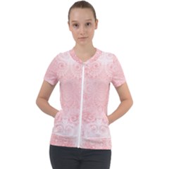 Pretty Pink Spirals Short Sleeve Zip Up Jacket by SpinnyChairDesigns