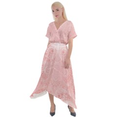 Pretty Pink Spirals Cross Front Sharkbite Hem Maxi Dress by SpinnyChairDesigns