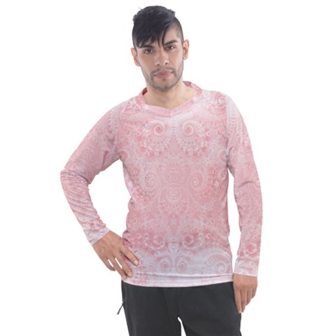 Pretty Pink Spirals Men s Pique Long Sleeve Tee by SpinnyChairDesigns