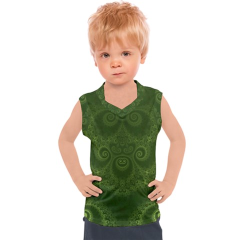 Forest Green Spirals Kids  Sport Tank Top by SpinnyChairDesigns