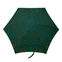 Teal Green Spirals Mini Folding Umbrellas by SpinnyChairDesigns