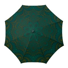 Teal Green Spirals Golf Umbrellas by SpinnyChairDesigns