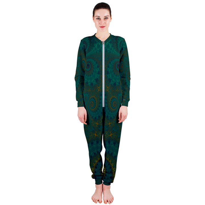 Teal Green Spirals OnePiece Jumpsuit (Ladies) 