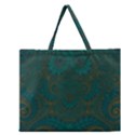 Teal Green Spirals Zipper Large Tote Bag View1