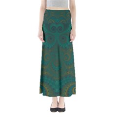 Teal Green Spirals Full Length Maxi Skirt by SpinnyChairDesigns